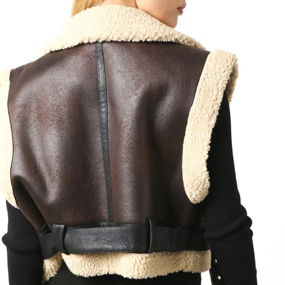 Olivaceous Faux Suede and Sherpa Moto Style VEST - NWT - Picture 14 of 14